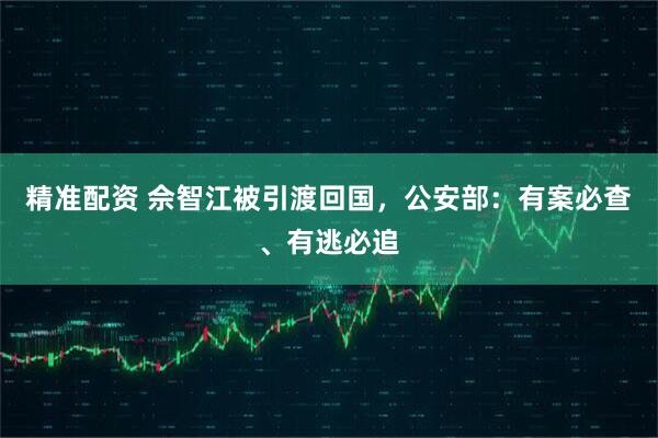 精准配资 佘智江被引渡回国，公安部：有案必查、有逃必追